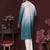 Teal ombre sequins embroidered cotton kurta for men | festive designer ethnic wear