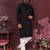 Black mirror work cotton blend kurta for men | designer festive ethnic wear trendy style