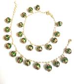 Green Pearl And Enamel Work Beads Anklet