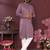 Mauve mirror work embroidered cotton blend band collar kurta pajama set for men festive wear