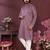 Mauve mirror work embroidered cotton blend band collar kurta pajama set for men festive wear