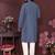 Dusty blue mirror work cotton blend straight kurta for men | festive ethnic trendy wear