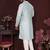 Aqua blue embroidered blended cotton traditional kurta + pyjama