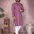 Pink striped printed cotton blend band collar kurta with white pyjama | trendy festive set