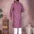 Pink striped printed cotton blend band collar kurta with white pyjama | trendy festive set