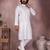 White floral printed blended cotton band collar men   s kurta pyjama set     festive & trendy