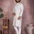 White floral printed blended cotton band collar men   s kurta pyjama set     festive & trendy