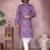 Purple geometric printed blended cotton kurta pyjama set for men