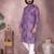 Purple geometric printed blended cotton kurta pyjama set for men