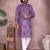 Purple geometric printed blended cotton kurta pyjama set for men