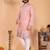 Peach embroidered linen-cotton kurta pyjama set for men | festival wedding ethnic wear