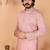 Peach embroidered linen-cotton kurta pyjama set for men | festival wedding ethnic wear