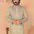 Beige embroidered linen cotton blend straight fit kurta pyjama set for men     festive wear
