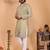 Beige embroidered linen cotton blend straight fit kurta pyjama set for men     festive wear
