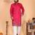 Pink embroidered linen kurta pyjama set for men     designer festival & wedding wear