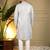 Grey woven jacquard geometric work band collar men's kurta pyjama set