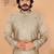 Beige sequins embroidered viscose silk band collar men’s designer kurta pyjama set