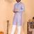 Purple viscose silk embroidered sequins work band collar kurta pyjama set for men