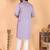 Purple viscose silk embroidered sequins work band collar kurta pyjama set for men