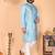 Sky blue viscose silk embroidered kurta pyjama set for men | band collar festive wear
