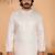 Beige woven jacquard kurta pyjama set for men | band collar festive wedding wear