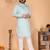 Mint green jacquard zari-woven band collar kurta pyjama set for men     designer festive wear