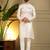Ivory viscose silk elephant embroidered kurta pyjama set for men     festive & wedding wear