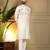 Ivory viscose silk elephant embroidered kurta pyjama set for men     festive & wedding wear