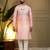 Peach viscose silk elephant embroidered kurta pyjama set for men