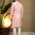 Peach viscose silk elephant embroidered kurta pyjama set for men