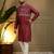 Maroon viscose silk resham embroidered kurta pyjama set for men     band collar festive wear