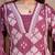Floral embroidered pink v neck pure cotton kurta set with trouser & dupatta