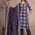 Floral embroidered blue v neck pure cotton kurta set with trouser & dupatta