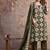 Floral embroidered green v neck pure cotton kurta set with trouser & dupatta