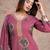Floral embroidered pink v neck pure cotton kurta set with trouser & dupatta