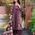 Floral embroidered maroon v neck pure cotton kurta set with trouser & dupatta