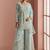 Light sky blue net embroidered beads trendy plazzo suit
