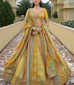 multicolor silk embroidered & handwork wedding wear lehenga choli