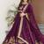 Wine zari & sequins embroidered work georgette stitched kurta & dupatta set