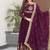 Wine zari & sequins embroidered work georgette stitched kurta & dupatta set