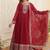 Maroon zari & sequins embroidered work georgette stitched kurta & dupatta set