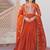 Orange zari & sequins embroidered work fendy stitched kurta & dupatta set