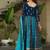 Teal zari & sequins embroidered work georgette stitched kurta & dupatta set