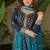 Teal zari & sequins embroidered work georgette stitched kurta & dupatta set