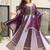 Purple zari & sequins embroidered work georgette stitched kurta & dupatta set