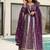 Purple zari & sequins embroidered work georgette stitched kurta & dupatta set