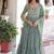 Light green zari & sequins embroidered work georgette stitched kurta & dupatta set