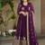 Purple zari & sequins embroidered work georgette stitched kurta & dupatta set