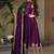 Purple zari & sequins embroidered work georgette stitched kurta & dupatta set
