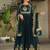 Teal zari & sequins embroidered work georgette stitched kurta & dupatta set